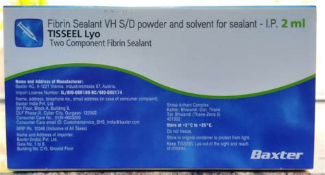 BAXTER TISSEEL LYO 2ML FIBRIN GLUE at ₹ 12500/piece | Fibrin Glue in Surat | ID: 23222089312