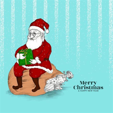 Free Vector | Merry christmas festival soft blue background with santa ...
