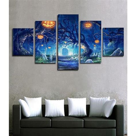 Pumpkin Tree Print – Halloween Canvas Paintings Wall Art – Canvas Storm