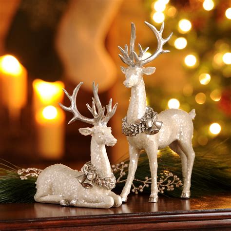 Decorate your home this holiday with this set of White Deer Statues ...