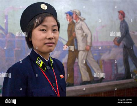 North Korean subway employee, Pyongan Province, Pyongyang, North Korea Stock Photo - Alamy
