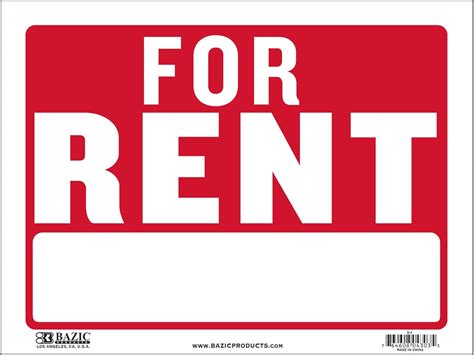 Amazon.com : BAZIC 9" X 12" for Rent Sign, for Lease Rental House Home ...