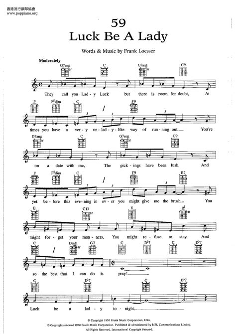 Frank Sinatra-Luck Be A Lady Sheet Music pdf, - Free Score Download ★