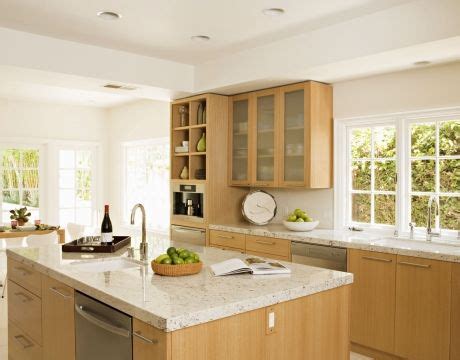 Modern Island Style White kitchen, maple/beach cabinets, | Maple kitchen cabinets, Kitchen ...