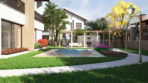 pool Garden design 3ds max | CGTrader