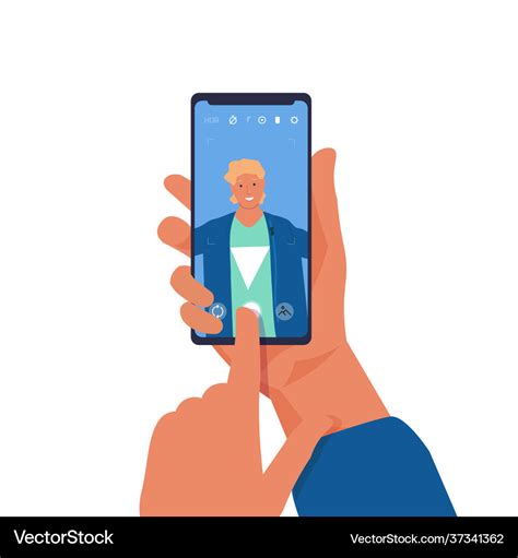 Man taking selfie on phone cartoon character Vector Image