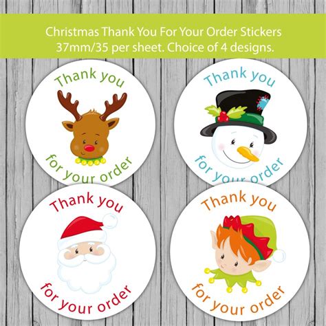 Christmas thank you stickers santa stickers thanks for your | Etsy