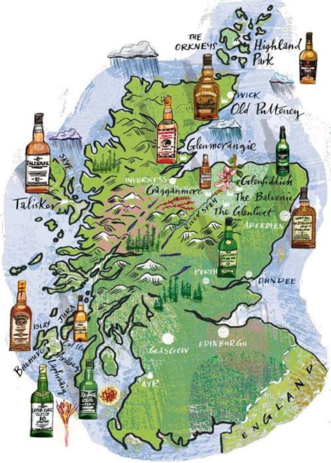 an illustrated map of ireland with different types of alcohol in bottles and the names of each ...