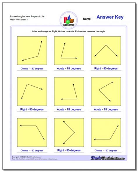 Angles, Right, Obtuse, Acute - Math Worksheets Printable