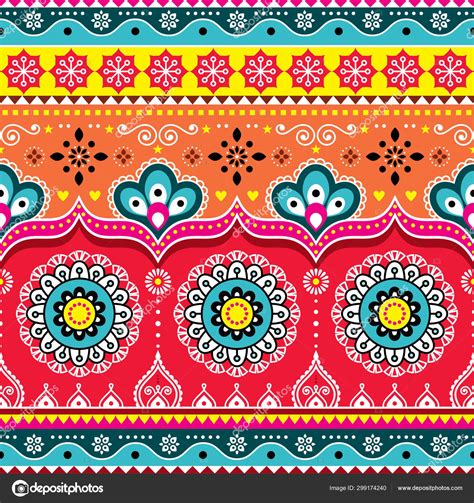 Pakistani Indian Truck Art Design Jingle Trucks Seamless Vector Pattern ...