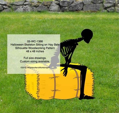 Skeleton Sitting on Hay Bale Silhouette Yard Art Woodworking Pattern ...