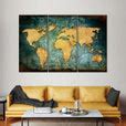 Grunge World Map Wall Art | Digital Art