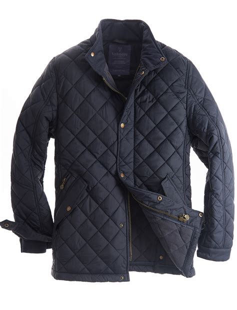 Mens Quilted Fleece Lined Jacket in Navy blue by Vedoneire of Ireland