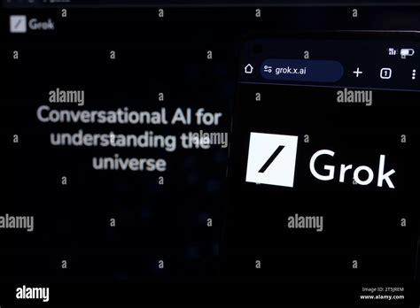 Grok AI chatbot logo seen on smartphone screen. Grok X.ai is a new ...