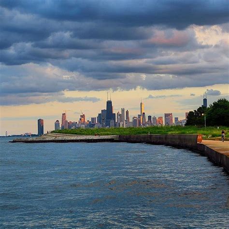 Look how pretty evening is out there - Chicago skyline from distance ...