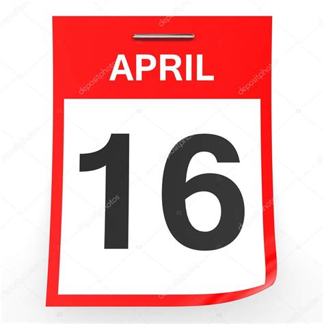 April 16. Calendar on white background. — Stock Photo © iCreative3D ...