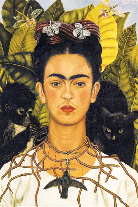 Self-Portrait with Thorn Necklace and Hummingbird, Frida Kahlo - Athena Posters