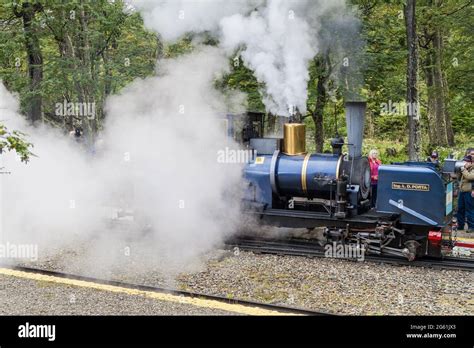 TIERRA DEL FUEGO, ARGENTINA - MARCH 7, 2015: Tourist steam train in National Park Tierra del ...