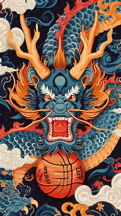 Premium Photo | 2D Graphic illustration of a dragon of the asian mythology in a very dynamic ...