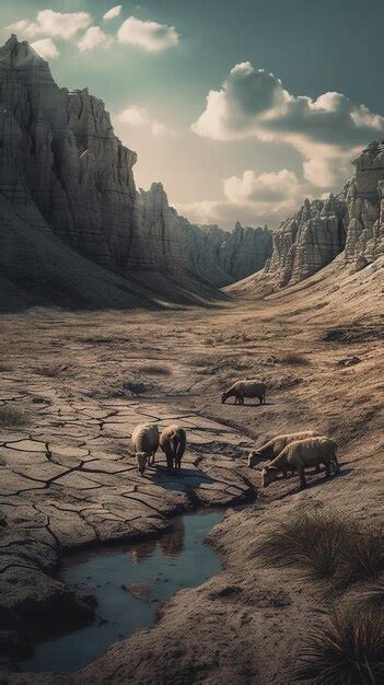 Premium AI Image | Earth Landscape Without Humanity Animals Around