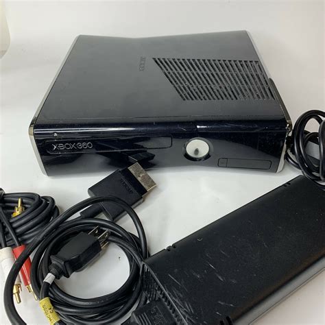 Microsoft Xbox 360 S 250GB Dark Console 1439 Bundle + Power Supply + AV Wire - iCommerce on Web