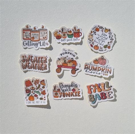 Set of 9 Fall Aesthetic Stickers Autumn Cosy Retro Stickers - Etsy