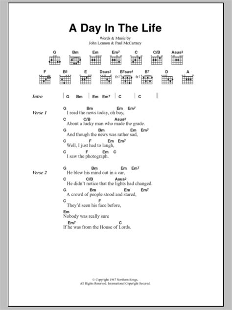 A Day In The Life by The Beatles - Guitar Chords/Lyrics - Guitar Instructor