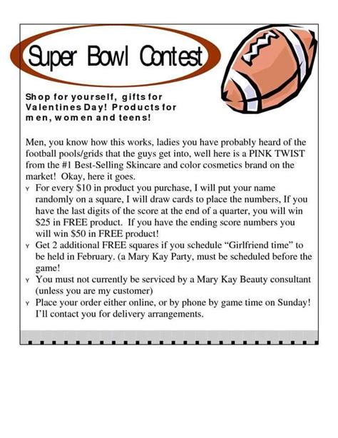 Rules for Super Bowl Pool | Mary kay marketing, Mary kay party ...