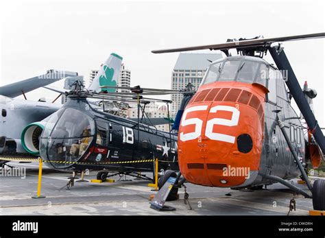 Helicopter on the flight deck of USS Midway Aircraft Carrier in San ...