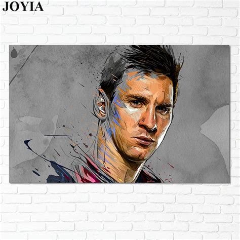 Messi Art Poster, Football Stars Lionel Messi Canvas Picture Soccer Art ...