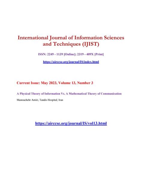 International Journal of Information Sciences and Techniques (IJIST ...