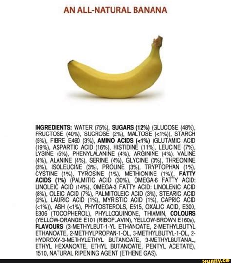 AN ALL-NATURAL BANANA INGREDIENTS: WATER (75%), SUGARS (12%) (GLUCOSE (48%), FRUCTOSE (40% ...