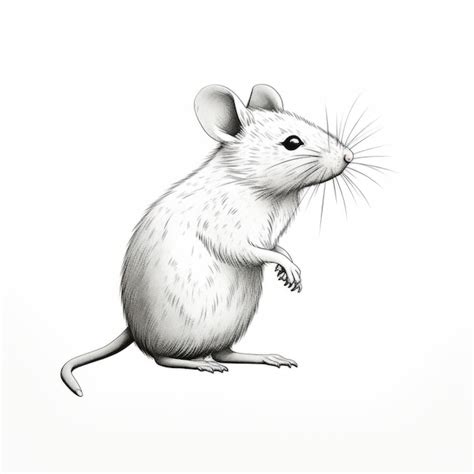 Premium AI Image | Playful And Detailed Black And White Mouse Drawing