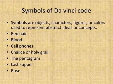 Symbolism in da vinci code presentation