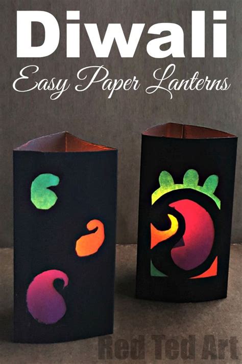 Easy Paper Lanterns for Kids' Diwali. How to make a lantern for Diwali. #diwali #kids #paper # ...