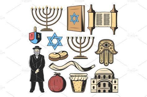 Jewish religion symbols, culture | Custom-Designed Illustrations ...