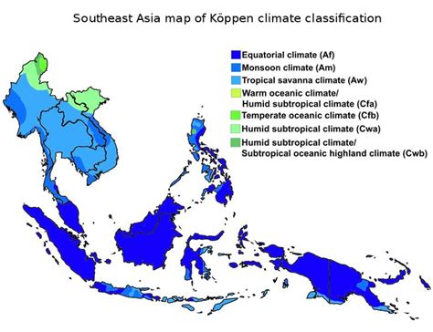 Southeast Asia map of Köppen climate classification.svg | Asia map ...