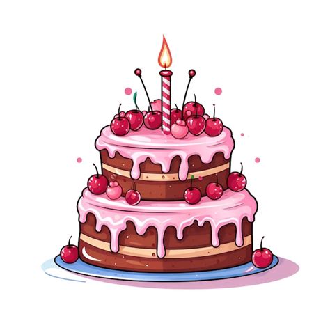 Premium AI Image | Cartoon happy birthday card template with pink cake ...