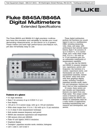 Fluke 8845A 120V Multiparameter Meter User guide | Manualzz