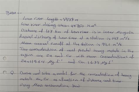 Solved Lwan river leagth =8888km Luan river drainag area | Chegg.com