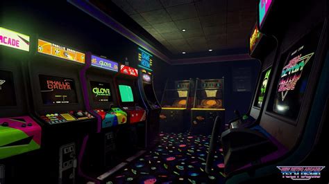 Download A Room With Many Arcade Machines And Neon Lights Wallpaper ...