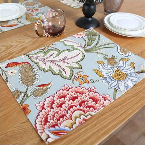 4pcs European American style flower cloth placemat table mat Western pad Placemats double thick ...