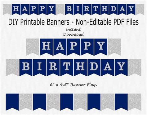 Happy Birthday Banner Navy Blue & Silver Sparkle Birthday - Etsy ...