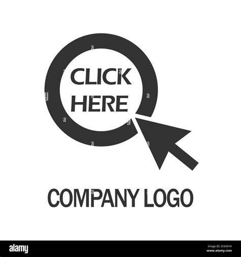 click here with arrow company logo design template, Business ...