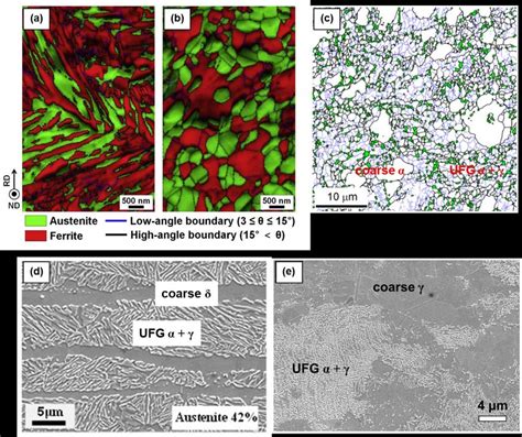 Microstructures in medium-Mn steel: (a) ultrafine-grained (UFG ...