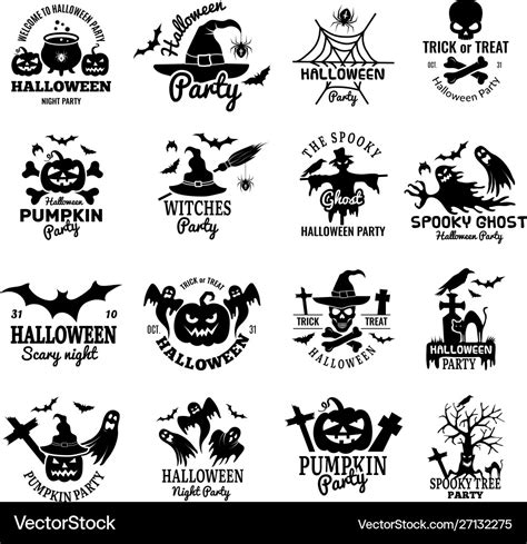 Halloween symbols scary logo collection horror Vector Image