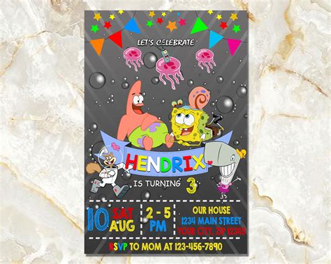 SpongeBob SquarePants Birthday Party Invitation Printable For | Etsy