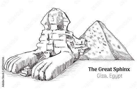 the great sphinxthe great sphinx giza hand drawing vector illustration ...