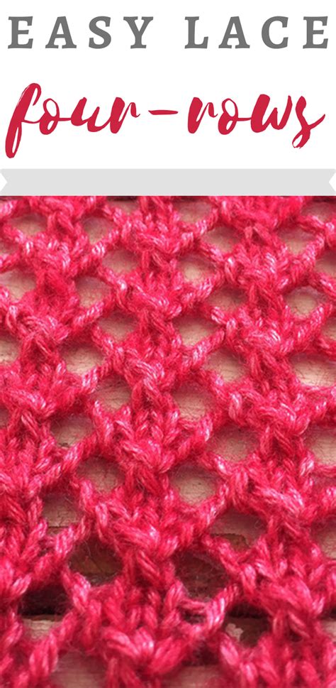 How to knit an easy lace stitch pattern in four rows | Puntos calados a palillos, Punto dos ...