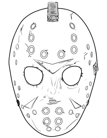 Friday 13th Jason Mask Coloring page | Mask drawing, Jason mask, Jason ...